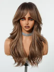 Gradient Wig, Medium Length Curly Hair, Heat Resistant Rose Net, Comfortable Daily Wear for Women, Perfect for Parties, Synthetic Material Wigs