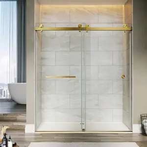 UKD01 [50-55]X80 FRAMELESS DOUBLE SLIDING SHOWER DOOR.