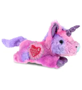 DOLLIBU Polyester Embroidered Heart Stuffed Pink Unicorn Toy - Monday Pink Figure with Cotton Candy Design, Novelty Gift for Wife with Happy Mother's Day Message