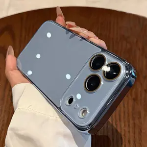 Simple Glass Back Frame Anti-Drop Phone Case, Compatible with iPhone 17 Pro Max 16 Pro Max 16 15 14 13 12 11, Durable Protection