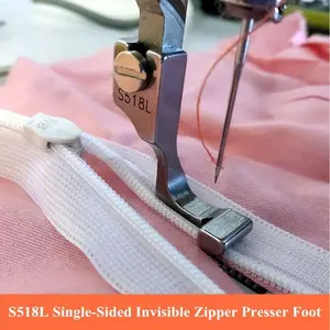 S518l Industrial Sewing Machine Lockstitch Presser Foot, Flat Steel Single-Sided Invisible Zipper, Durable & Precise Stitching Tool