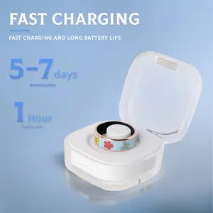 Smart Ring for Men And Women with Crystal Charging Case - Fitness And Sleep Tracker, Step, Distance, Calorie Monitoring, Multiple Exercise Modes, Magnetic Charging - Stylish Blue Butterfly Pattern Design, IP68 Waterproof, Perfect for Holiday Gifts