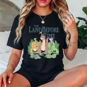 Vintage 90s Dinosaur Friends Graphic Tee For Women Retro Cartoon Nostalgic T-Shirt Kidcore Aesthetic Short Sleeve Crewneck Casual Fashion Cotton White Summer Top