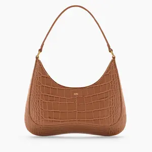 JW PEI Ruby Shoulder Bag Croc-Embossed Everyday Chic Structured Faux Leather Look Top Zip Closure Gold-Tone Hardware