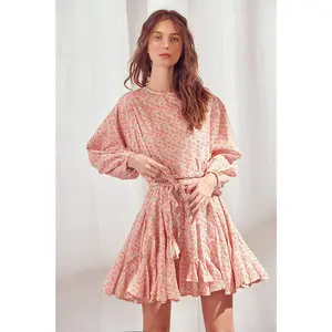 Floral Semi Pleated Mini Dress | Pink