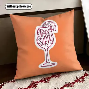 Classic Aperol Spritz Art Cushion Cover, Soft Plush Fabric, Double-Sided Print, Breathable, Washable, Anti-Dust Mite, Home Decor Gift