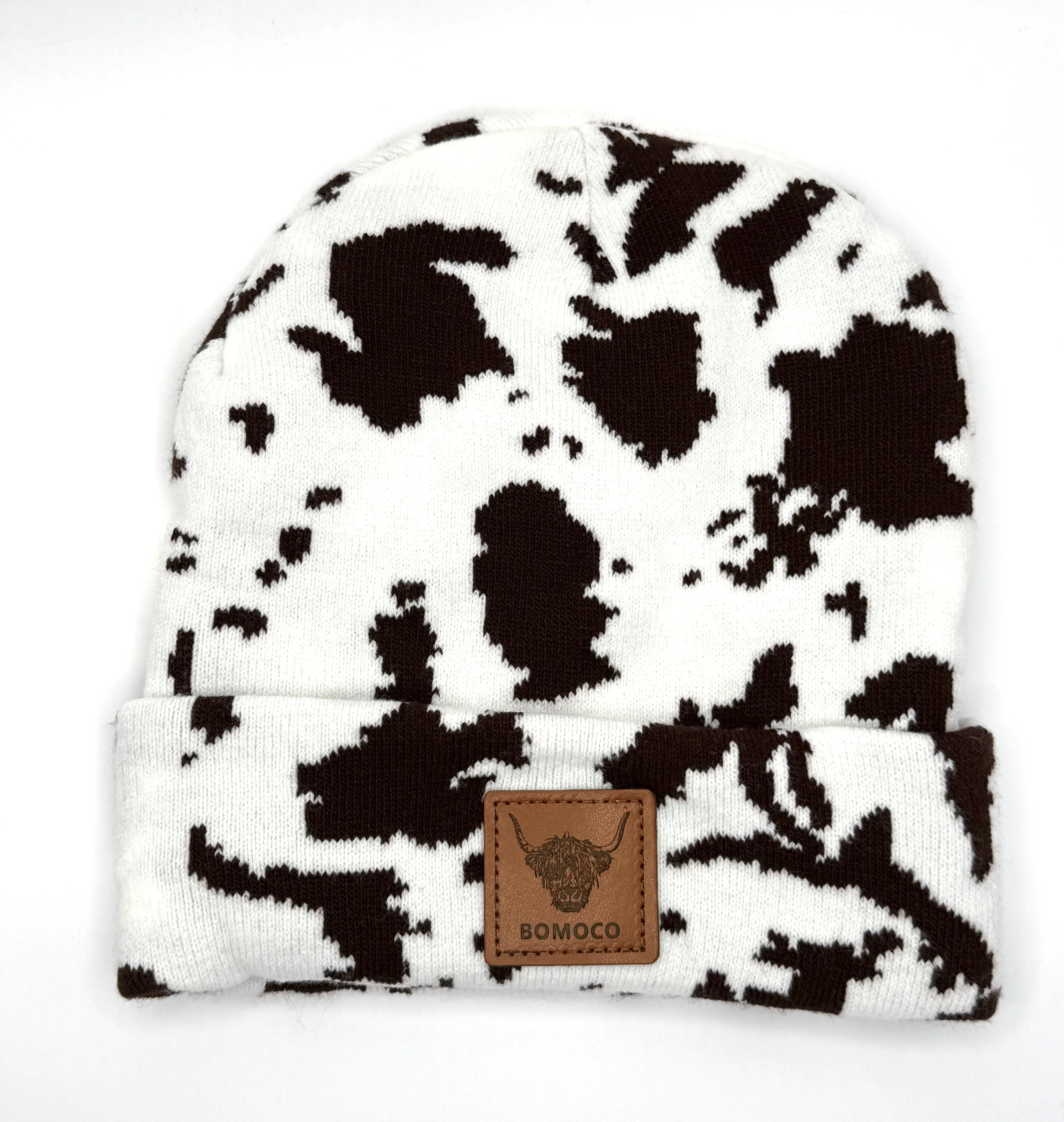 Cute Classic Cow Print Beanie – Stay Warm with a Stylish Twist