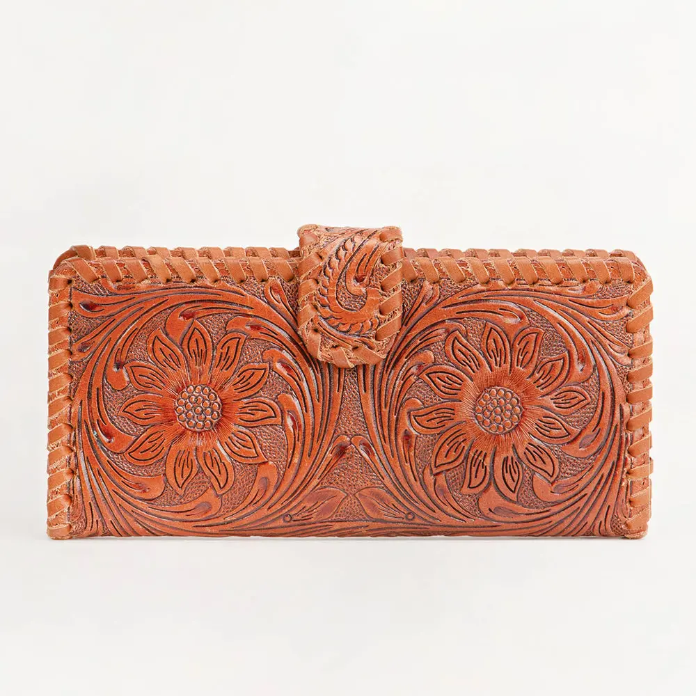 Women's Loyal West Sunflower Medallion Wallet - Elegant Fashion, Exquisite Artisanal, Flower Pattern Design, Elegant Fashion Wallet, Exquisite Wallet