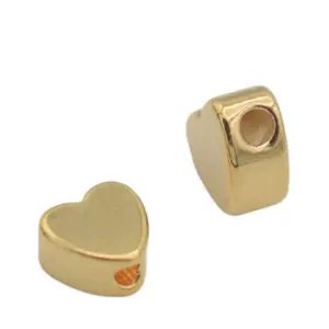 18k Gold Filled Look, heart spacer bead for jewelry making- horizontal & vertical hole/5mm/6mm- GF06/GF06A/GF06B