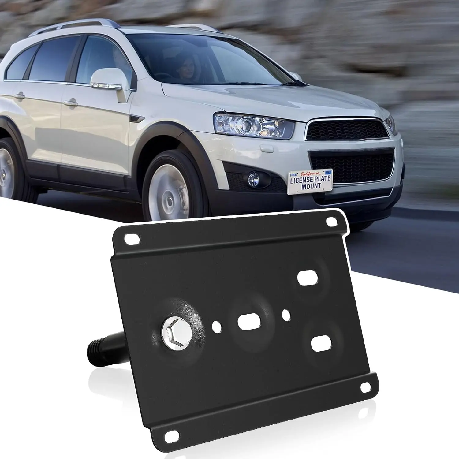 No Drill Front Bumper Tow Hook License Plate Bracket Holder Compatible with Chevy Bolt 2016-2022 Chevy Volt 2016-2020 Front License Plate Frames Front License Plate Mounting Kit Car Accessories
