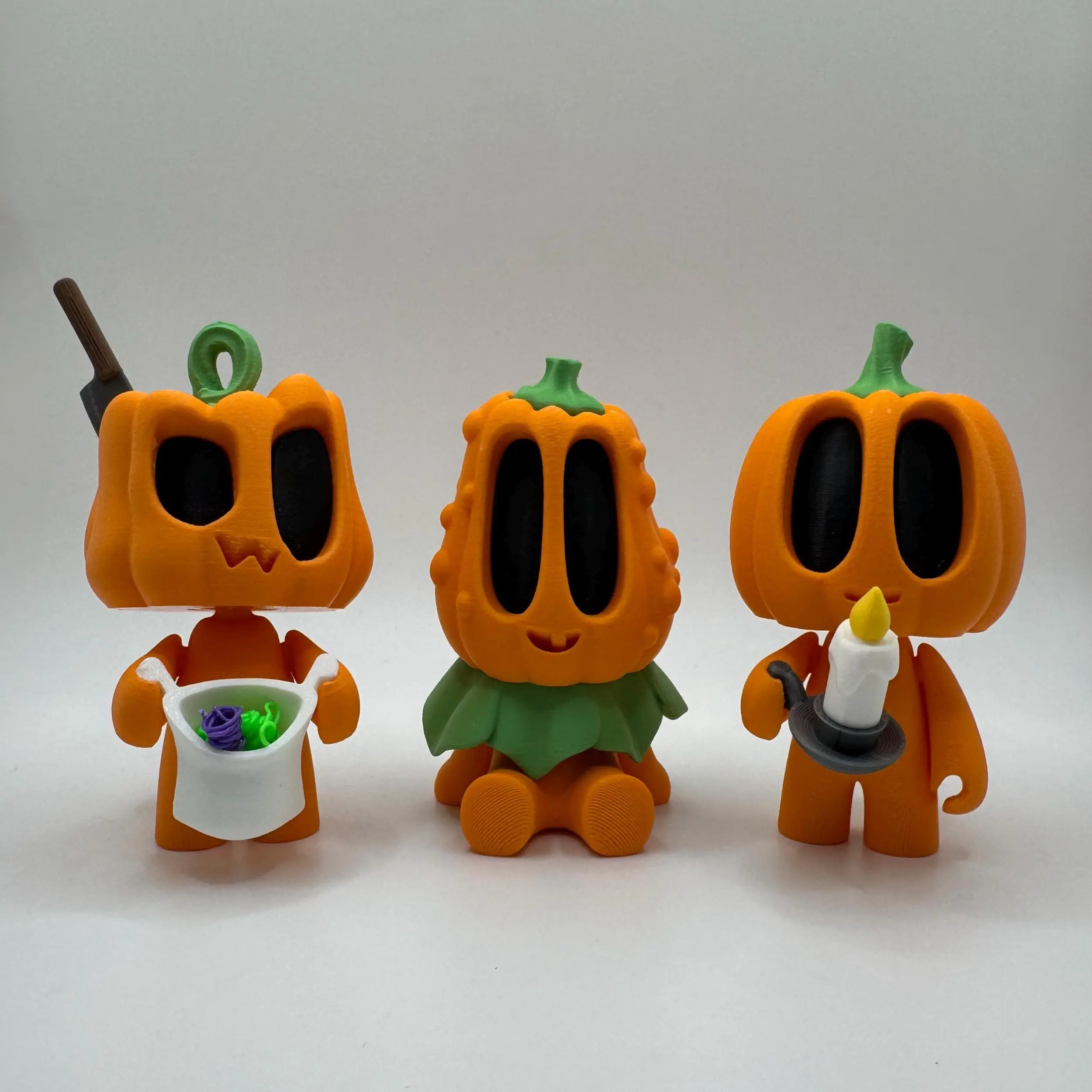 3D Printed Halloween Pumpkin Guys – Candle, Trickster & Bumpy Characters – Spooky Cute Decor - Blob Lab Design