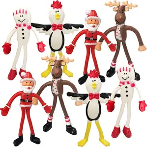 Christmas Bendable Figurines, Set of 12, Fidget Christmas Toys with Reindeer, Santa, Snowman, & Penguin Characters, Great as Christmas Party Favors and Holiday Stocking Stuffers for Kids