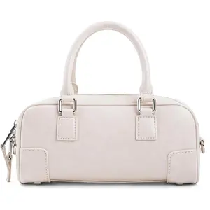 Mini Barrel Top Handle Bag for Women, Vegan Leather Crossbody Satchel with Adjustable Strap, Trendy Handbag