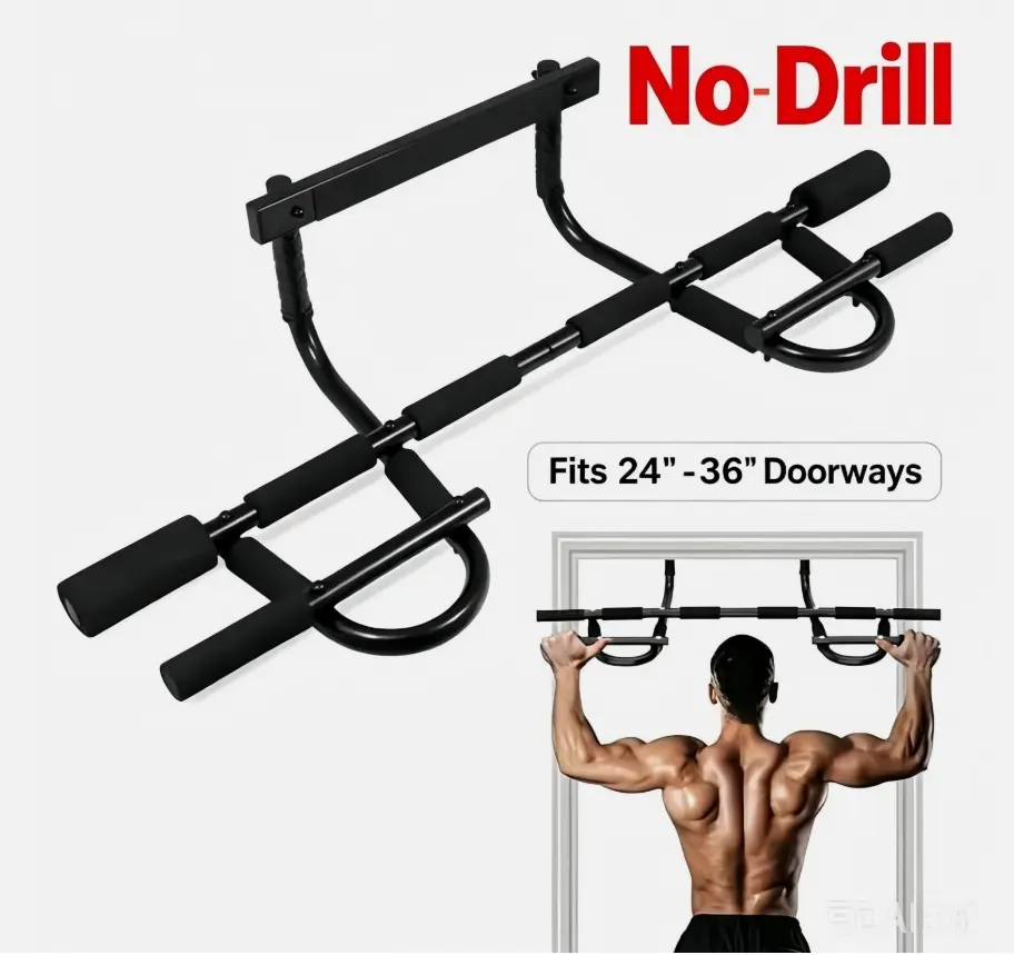 Portable Doorway Pull Bar - Sturdy Steel Home Gym Gear, Multifunctional with 12 Comfort Handles for Small Space Fitness Enthusiasts' Daily Training