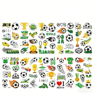 10pcs Soccer Tattoos, Fan Designs, Temporary Watercolor Style, World Cup Matches, Club Event Party, Fake Tattoo Decals, Pre-Cut for Easy Application