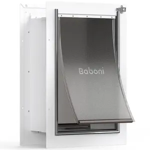 Large Pet Door for Wall with Steel Frame, Telescoping Tunnel, Aluminum Lock, and Double Flap Design for Dogs and Cats up to 100 lbs - Strong and Durable
