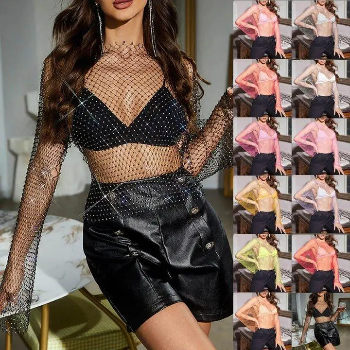 Mesh Diamond Long Sleeved Top