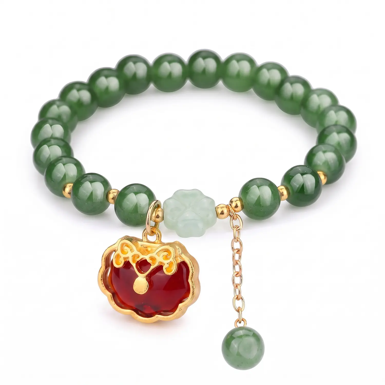 Women's Green Agate Beads Bracelet - Green Dongling Tiger's Eye Stone Jewelry for Chakra Balance, Financial Abundance, Good Luck, All Seasons Daily Wear, Agate & Stone Bracelets for Women Gifts