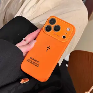 Minimalist Cross Dopamine Ins Style Solid Color Phone Case with Ultra Skin friendly Touch, All Inclusive Lens Phone Case Suitable for Apple 17 16 15 14 13 12