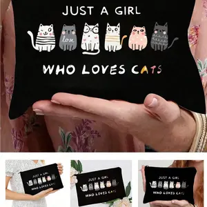 Cat Pattern Handheld Makeup Bag, Makeup Pouch, Travel Skincare Cosmetic Storage, Portable, Durable, Multifunctional, Perfect Gift for Friends
