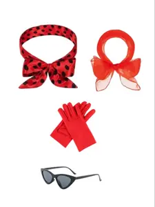 Vintage 1950s Women's Fashion Set, Scarf, Cat Eye Glasses, Polka Dot Headband, Gloves, Perfect for Theme Parties, Halloween, Masquerade