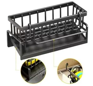 Drainable Kitchen Sink Organizer Drain Sink Storage Spicy Rack Multi-Functional Cleaning Tool Drain Basket  Countertop Sink Cleaning Supplies Organizer  Drainable Sponge brush rag Soap Dispenser Storage Rack spacesaver organizador para tucocina