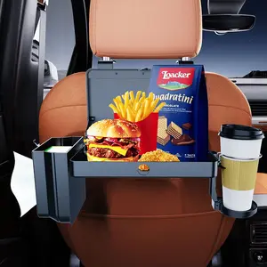 Car Rear Seat Storage Rack, Multi-Functional Snack Table, Cup Holder, Headrest Dining Table, Long Drive Road Trip Accessories