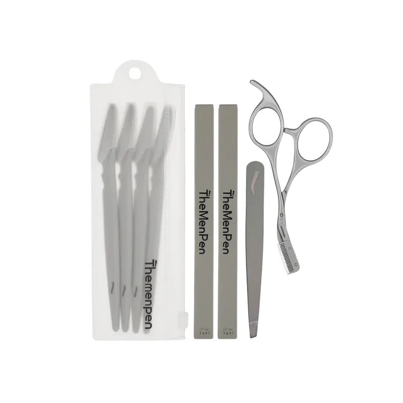 The Men Pen Complete Eyebrow Grooming Kit for Men | Scissors, Tweezers, Razors & 2 Eyebrow Filler Pens for Shaping | Trimming & Defining Brows
