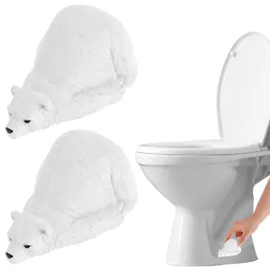 2Pcs Toilet Bolt Covers Resin Toilet Bolt Caps Cute White Polar Bear Toilet Bolt Covers Toilet Bolt Decorative Caps Easy Installation for Bathroom Bedroom Office Decor
