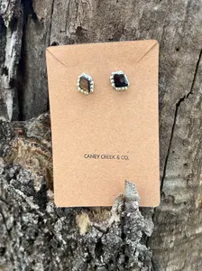Black Onyx Extra Small Diamond Studs with Detail