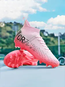 Professional men's football shoes new AG spike boots  non-slip adult breathable high-top soccer cleats lovers outdoor lawn light football boots competitions training shoes classic black sports soccer shoes Football Field Boots.
