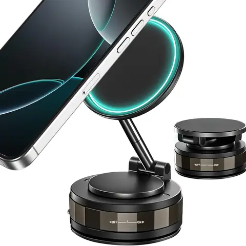 2026 New Compact 360-Degree Magnetic Suction Phone Holder for Car - 50% More Suction Power Adjustable Hands-Free Car Mount Dashboard, Foldable Portable, Center Console Screen Compatible, With Magnetic Ring, For All Smartphones & Content Creators