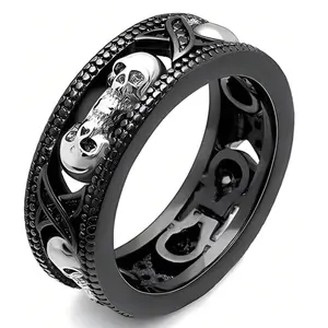 1 pc Fashion Vintage Punk Style Skull Ring for Men, Suitable for Wedding Ring, Engagement Ring, Party and Valentine's Day Jewelry Gift, Halloween
