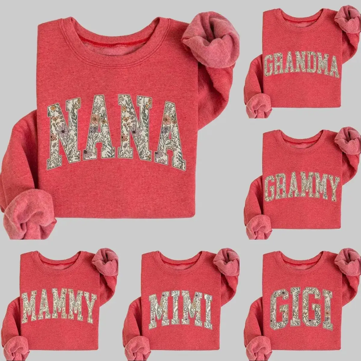 Personalized Grandma Sweatshirt, Mothers Day Gift, Custom Grammy Sweatshirt, Nana Sweatshirt, Mama Gammy Mimi Meme Nanny Granny Shirt, Heather Scarlet Red - TrendWear USA