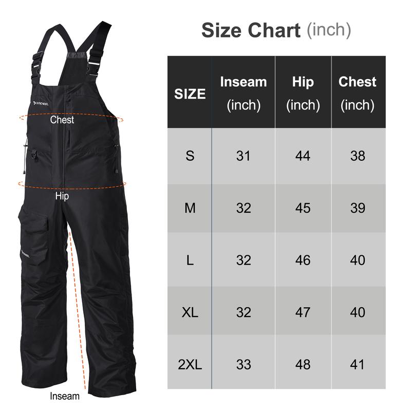 RODEEL 724 Premium Waterproof Bib Overalls Men Tactical Rainwear with Adjustable Suspenders and Multiple Pockets Relaxed Rain Pants Workwear for Outdoor Fishing Boating Car Washing Construction Landscaping Gardening Menswear, Holiday Gift