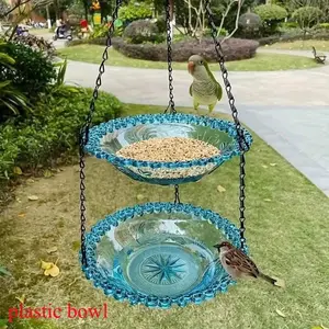 Double-Layer Decorative Hanging Bird Feeder with Chain, Wild Bird Feeder, Ideal for Outdoor Garden and Courtyard, Attracts Hummingbirds