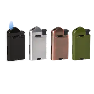 Vertigo Page Flat Flame Lighter with Angled Design Durable Metal Housing Fuel Level Window Large Flame Adjuster in Black Green Copper Chrome