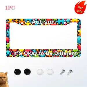 1pc Autism It S Okay to Be Different License Plate Frame Funny Autism Awareness License Plate Frames Auto Parts Decoration with Screws License Plate Holder Men Women 12x6in