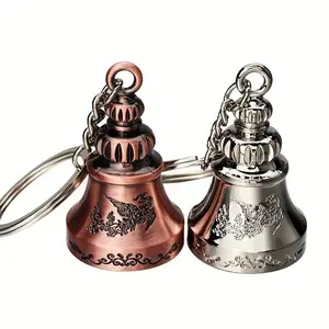 Christmas Clock Metal Keychain, Auspicious Retro Phoenix Design, Bronze Color Ethnic Style, Wealth Backpack Accessory, Unique Gift
