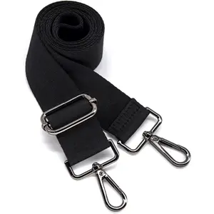 Thickened Solid Color Purse Straps Replacement Crossbody Bag Strap Adjustable Wide Guitar Straps for Handbags 1.5inch (Black gunmetal buckle)