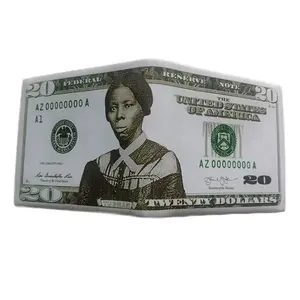 Ultra Wallet Vintage Banknote Style Faux Leather Folding Zipper Coin Compartment Credit Card Holder Benjamin Franklin Portrait