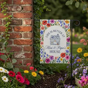 [Garden Flag] Personalized floral garden flag, Grandma Nana Grammy flag | Mother's Day with grandparents' names Mimi Gigi Mamaw, double-sided flag50th Anniversary Garden Flag Souvenir