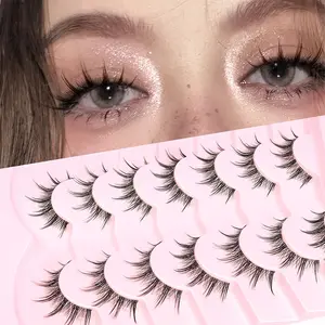 7 Pairs False Eyelashes, Transparent Stem Long C Curl, Natural Look False Lashes, Perfect for Daily Wear & Special Occasions