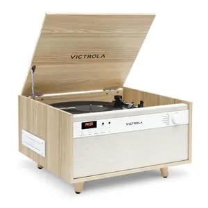 Victrola Century 6-in-1 Wood Record Player - Natural, 3-Speed Belt-Drive Turntable with Built-in Stereo Speakers & Bluetooth Connectivity