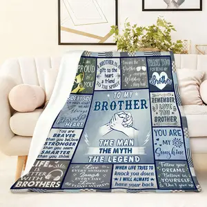 To My Brother Blanket Flannel Throw 270G Thick Warm Soft Cozy, Heartwarming Blanket Gift, Heartfelt Gift Brother Friendship Memorial Gift Home Bedroom Sofa Decorative Birthday Thanksgiving Brotherly Love Gift