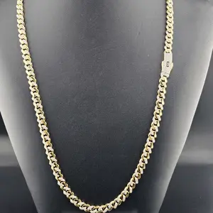 14k Gold Monaco Design Necklace, 24-inch 6.5mm, for Everyday Wear
