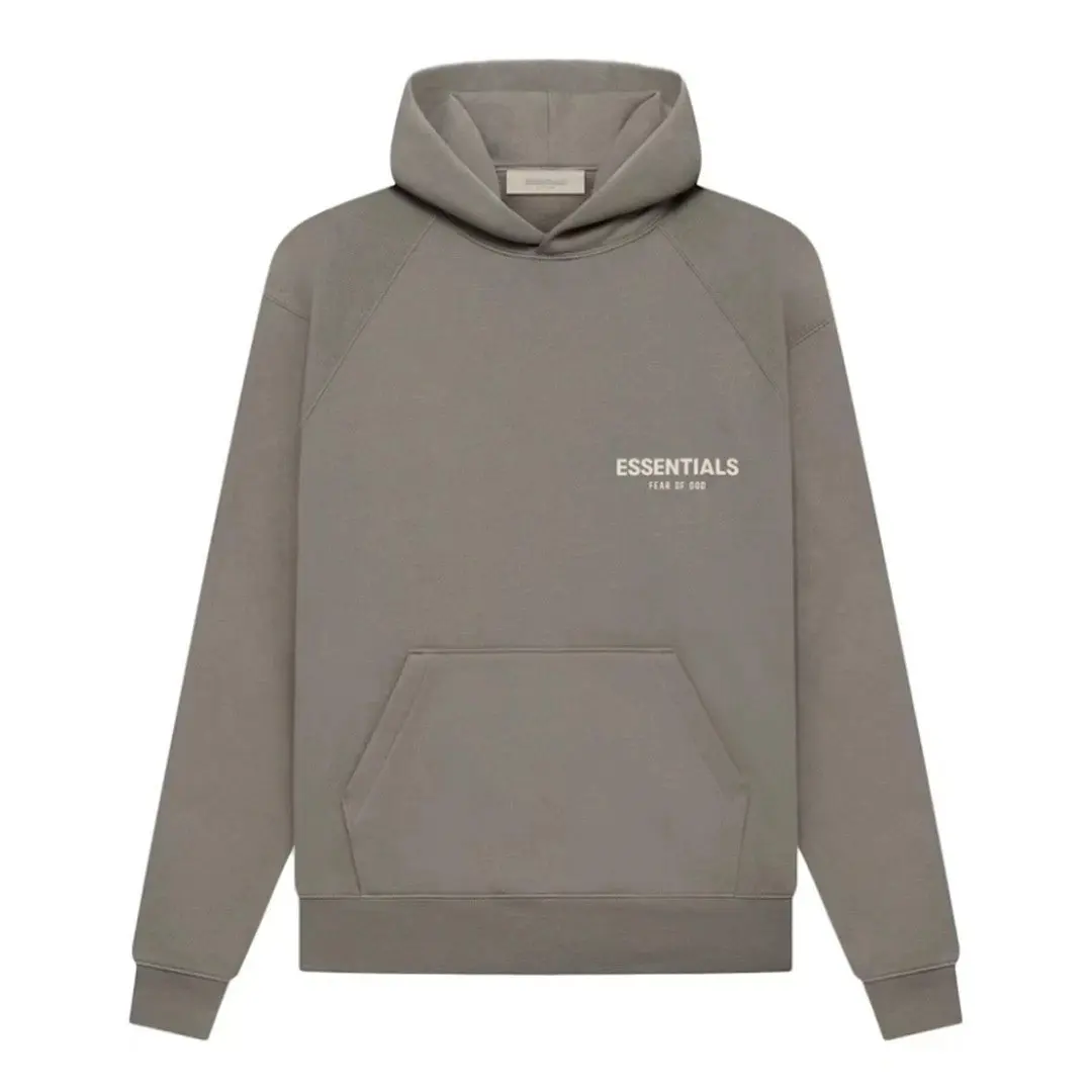 ESSENTIALS Fear Of God Hoodie Gray Dark Chest Small Logo Long Sleeve Hooded Sweatshirt Unisex Street Casual Pullover Top
