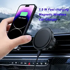 Magnetic Car Phone Holder Wireless High Efficiency Charger Phone Charging Accessories 15w Fast Charging, Compatible with iPhone 16/15/14/13/12 Pro Max, Safe Stable Mount for Navigation