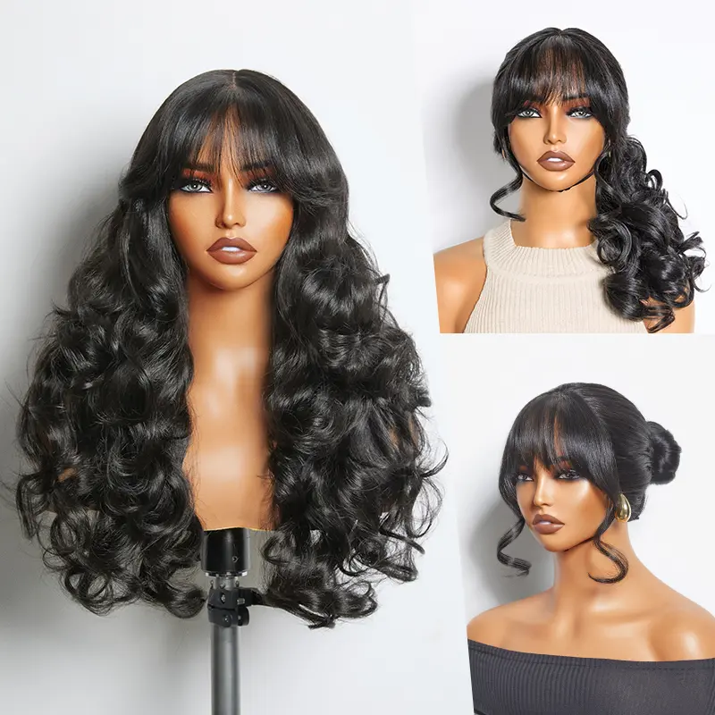 22" Wavy Wig With Bangs