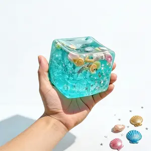 Ice Cube Stress Balls & Marine Shells Squishy Toy Set, Soft Slow Rising Sensory Fidget Toys for Anxiety Relief, Stretchy Squeeze Balls for Adults & Kids Handmade Grape Crystal Mochi Glutinous Rice Cake